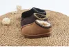 Barn småbarn Tasman II tofflor Tazz Baby Shoes Chestnut Fur Slides Sheepskin Shearling Classic Ultra Mini Boot Winter Mules Slip-on Wool Little Big 21-35 DF30