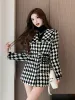 Women's Outerwear Winter Vintage Women Tweed Jackets Korean Fashion Simple Single-Breasted Casual Thicken Loose Female Plaid Woolen Coats 2024