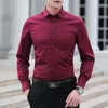 Men's Dress Shirts Men White Shirt Solid Color Business Fashion Classic Basic Casual Slim Long Sleeve Brand Clothes