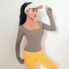 Tenues de yoga Femmes Energy Chemises sans couture à manches longues Crop Top pour femmes Sports Fitness Gym Entraînement en cours d'exécution