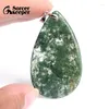 Pendant Necklaces Green Moss Agate Slice Natural Stone Quartz Statement Necklace Women Collier Sieraden For Jewelry Making 004