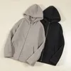 Herrtröjor Autumn Winter Hooded Sweatshirt Högkvalitativ 370G Fleece Coat Drop Axel Löst långärmad dragkedja Vanliga manliga kläder