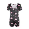 Women's Jumpsuits & Rompers Women Sexy Fashion V-Neck Short Sleeve Bodycon Animal Print Button Sleepwear Jumpsuit Shorts Leotard For Summer