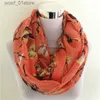 Scarves New Magpie Bird print Viscose Match Ipek Esarp loop Scarves Flower Infinity Scarf spring Wrs hot ring scarf for womenL231110