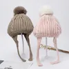 Hår tillbehör söta pom kepsar baby vinter hatt fast färg mode barn varm bär spädbarnflicka turban barn föremål