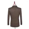 Costumes pour hommes 2024 Vintage Slim Fit marron avec laine Orange carreaux Tweed affaires sur mesure mariage hommes costume veste gilet pantalon