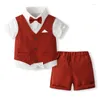 Clothing Sets Baby Clothes Summer Boy Wedding Outfit Boys Formal Wear Ring Bearer Page Suit Blazer Shorts Shirt Bow Tie