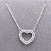 Pandoras Necklace S925 Silver Full Diamond Heart shaped Necklace Collar Chain Girl Simple Temperament Valentine's Day Gift pandoras box charms necklace pandoras