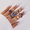 Bagues de cluster Diezi Vintage Blue Butterfly Knuckle Set pour Femmes Filles Bohème Géométrie Imitation Gem Pierre Doigt Bague Bijoux