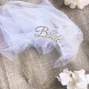 Hårklipp 652F Brudslöja pannband Bachelorette Party Bride Wedding Short Accessoies