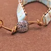 Strand Natural Shoushan Stone Trendy Handgjorda läderrör pärlor armband kvinnor yoga smycken wrap armband kreativ gåva