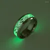 Cluster Rings Stainless Steel Man Ring Luminous Finger For Couples Glow In Dark Valentine'S Day Gift Love Band Jewelry