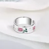 Pierścionki klastra ANJERY Trenda Koreańska Tulip White Pink Flowers for Women Sweet Flower Finger Pierścień Weddna biżuteria