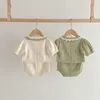 Kläder sätter Milancel Summer Baby Clothing Set Hollow Out Knit Tee and Shorts 2 PCS Girls Pass 230505