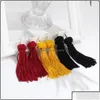 Bengelen kroonluchter sieraden bohemie etnische tassel oorbellen voor vrouwen trendy zwart rood geel groene zijden franjes bungels stateme dh8e0