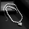 Pendant Necklaces Korean Pearl Beaded Choker Necklace Cool Peach Heart For Men Women Fashion Jewelry Engagement Gifts