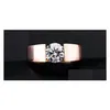 Кольца кольца свадебные мужчины, женщина классическое обручальное кольцо, сережное 18к розовое золото, покрытое сплав с сплавами Cz Обещание для женщин, бросает Dealive DHT5J