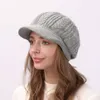 Designer Cable Beanies Women Brimmed Hat Plush Knitted Beret Nice Rabbit Velvet Ladies Warm Blank Snow Cap Headband Hair Accessories Solid color