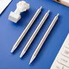 Stylo en acier inoxydable Cliquez sur argent Cadeau de mariage personnalisé bricolage logo personnalisé résine époxy aciers scintillants non clip stylos en métal dh1987