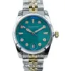 Dameshorloges 36 mm turquoise diamanten wijzerplaat Keramische ring Metalen volledig stalen band Vrouwelijk horloge Cadeaupolshorloge