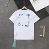 High Quality Men's T-shirts Tide Br Style White New Front Rear Cracks H-painted Graffiti Arrows and Women's Cotton T-shirt Short Sleeves