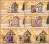 LED Wooden Hanging Cabin S M L Christmas Hanging Decorative Pendant Wood House Pendant Christmas Ornaments GWE17004600349