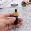 収納ボトル5ML-100ml竹キャップガラスボトルドロッパードロッパーエコフレンドリー蓋必須基本ピペット補充可能な空のコンテナ