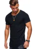 Men's T Shirts Round Neck Slim Solid Color Short-sleeved T-shirt Pleated Raglan Sleeve Bottoming Shirt Large Size