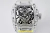 Eur Mens Watches V2 Upgraded Snow Glass RM05 Beweging Top Indonesisch geïmporteerde rubberen band polshorloges