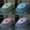 Parapluies Romantique Transparent Fleurs Claires Bulle Dôme Mignon Designer Goth Parapluie pour Vent Forte Pluie Femmes Parasol 231109