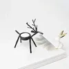 Candle Holders Metal Reindeer Black Iron Tealight-Holders For Christmas Dining Table Decoration Durable