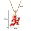 Chains Size Red Running Man Pendant Necklace Men With Chain Mens Iced Out Charm Jewelry Gold Color Hip Hop