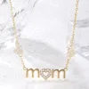 Prix de gros cuivre Zircon lettre d'amour pendentif colliers mode fête des mères anniversaire bijoux collier cadeau pour maman