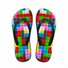 Personnalisé Femmes Appartements Maison Pantoufles Pantoufle 3D Tetris Imprimer Été Mode Sandales De Plage Pour Femme Dames Tongs En Caoutchouc Flipflops 71i6 #