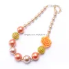 Colliers de perles Orange Couleur Fleur Kid Chunky Collier Nouvelle Conception Mode Bubblegume Perle Bijoux Pour Bébé Fille Drop Livraison Juif Dhyt1