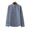 Men's Casual Shirts And Blouses Striped Long Sleeve Band Collar Single Breasted Dress Up Business Tops Shirt Clothing
