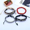 Charm Bracelets 4PC/set Of Handwoven Leather Fashion Viking Ship Anchor Men Hip Hop Punk DIY Jewelry Accessorie
