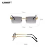 Solglasögonramar Kammpt Rimless Rectangular Men Fashion Vintage Twisted Snake Leg Gradient Shade Luxury Brand Design Eyewear 231110