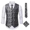 Men's Vests Regular Fit Vest Suit Men Party Stylish Retro Groom Wedding Waistcoat With Printed Sleeveless V Neck Slim For