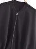 Damenjacken Casual Solid Bomber Für Frauen 2023 V-Ausschnitt Langarm Reißverschluss Weibliche Sweatshirt Mantel Einfache Freizeitjacke Herbst 231109