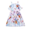 Flickklänningar strand sommaren 2023 Casual Flower Princess Teenage Kid Floral Children Toddler Girls Dress Filles Vestido Party