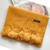 Eşarplar 200*70cm Düz renkli Kış Lady Kalın Kaşmir Acque Tavşan Kürk Pom Swal Sarma Pashmina Kadın Yün Tassel Hicab Muffler 231108