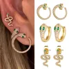Studörhängen 1Pair Gold Color Filled Snake Hoop Zircon Earings Big Circle Huggie Ear Rings brosk Piercing Jewelr