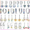 Pendientes de tuerca de Plata de Ley 925 con tachuelas de circonita azul cúbica, ojo del diablo para mujer, joyería de regalo de cumpleaños y fiesta de boda