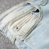 Herr Jeans High Street Patchwork Blue Jeans Men 2023 Hip Hop Tear Hole Ultra Thin Jeans Men's Fashion Party Club Calasas Masculina Jeans 231109