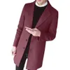 Misturas de lã masculina Mens Primavera Jaqueta Chegada Negócios Masculinos Casual Preto Khaki Long Jacket Top Quality Single Breasted Sólido Trench Coat 231109