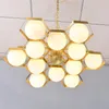 Pendant Lamps All Copper Nordic Postmodern Creative Honeycomb Shape Living Room Light Luxury Restaurant El Club Front Desk Chandelier