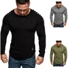 Hommes t-shirts 2023 automne hiver Simple couleur unie lâche élastique hommes pull mode pli à manches longues veste décontractée