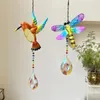 Decorative Figurines Indoor And Outdoor Window Decoration Gifts Iron Dragonfly Crystal Wind Chime Pendant