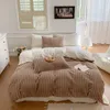 Sängkläder set av hög kvalitet förtjockad faux kanin päls täcke set med lakan för vintern höst varm queen sängkläder set värme säng set 231110